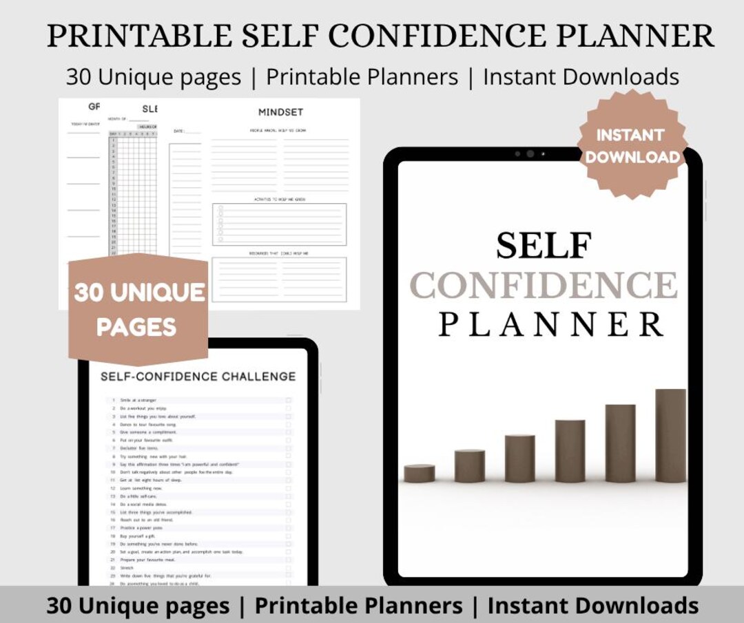 Printable Self Confidence Planner | Self Care Worksheet Digital ...