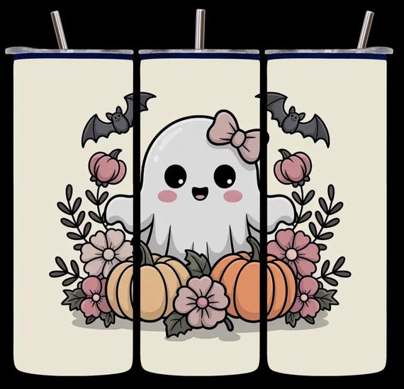 Glow-in-the-Dark Ghost Girl Tumbler: Lime Green Halloween Cup (20 oz)