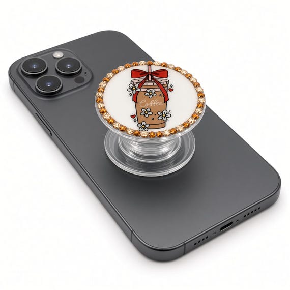 Bedazzled Rhinestone Phone Grip Handmade
