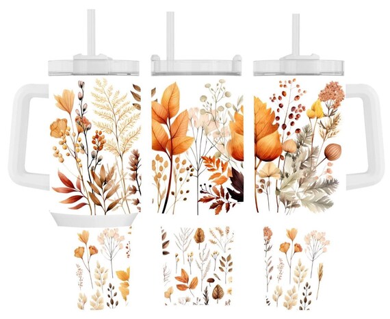 Fall Floral 40oz Tumbler with Handle