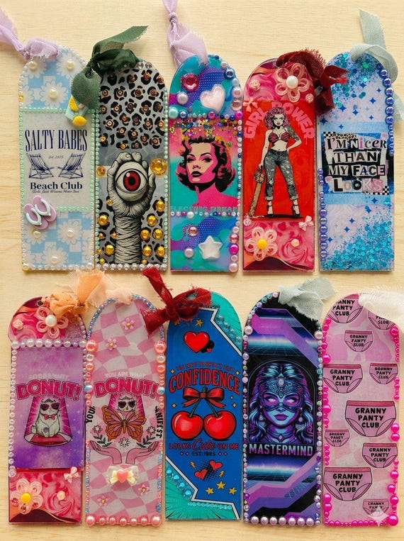 Handmade Resin Bookmarks with Ribbons