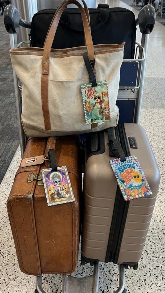 Handmade Rhinestone Luggage Tags