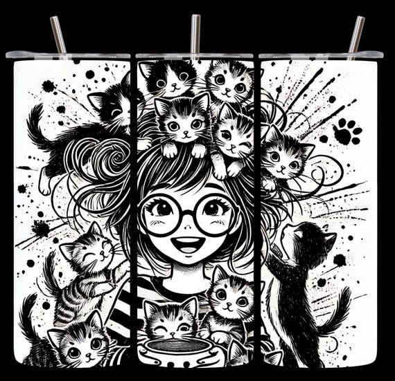 Anime Cat Girl 20oz Skinny Tumbler with Lid