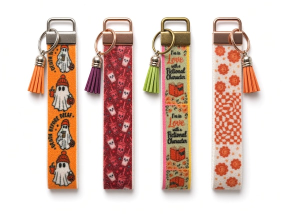 Cozy Halloween & Bookworm Wristlet Keychains