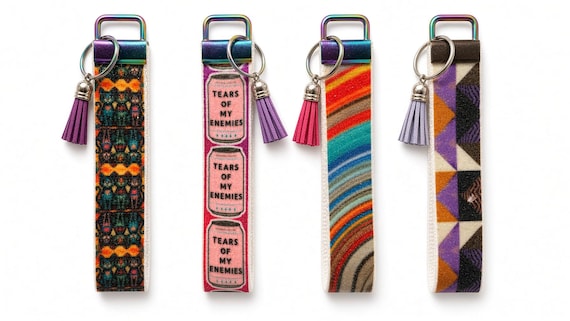 Handmade Glitter Faux Leather Wristlet Keychain