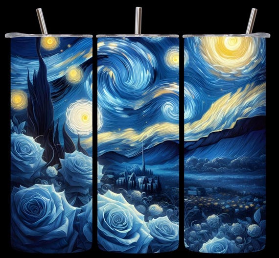 Glow in the Dark Starry Night 20oz Skinny Tumbler with Lid