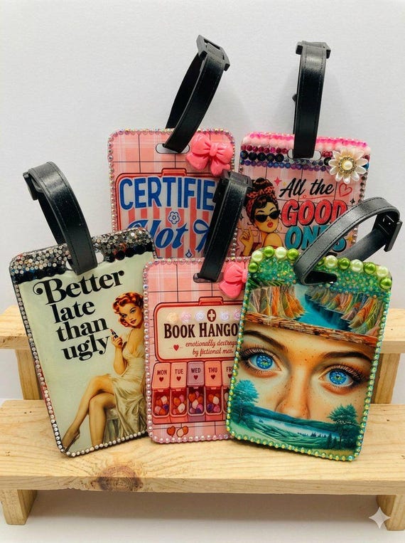 Handmade Rhinestone Luggage Tags