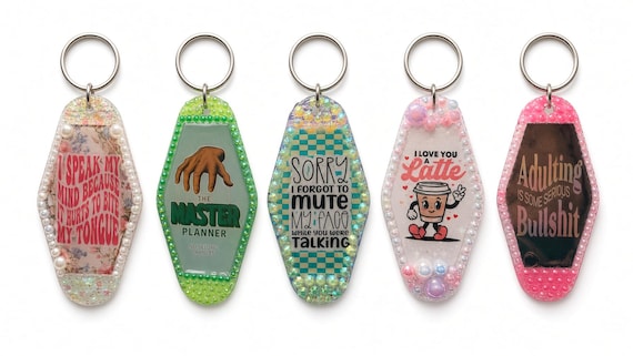 Funny Coworker & Relatable Bedazzled Hotel Keychains