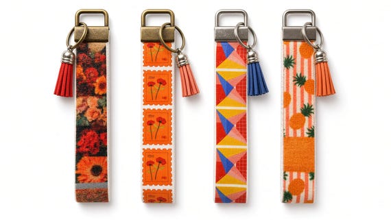 Retro Art & Summer Vibes Wristlet Keychains