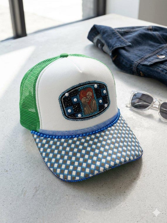 Custom Rhinestone Skeleton Lovers Junk Hat