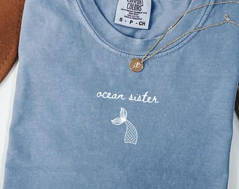 Camiseta Ocean Sister, Conjunto de verano para mujer, Camiseta de vacaciones en la playa, Camiseta estilo vida playero, Camiseta moderna con temática oceánica, Regalo para buceadores, Estética veraniega