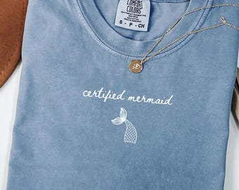 Camiseta de sirena, conjunto de verano para mujer, camiseta de vacaciones en la playa, camiseta estilo playero, camiseta moderna con temática oceánica, regalo para buceadores, estética veraniega