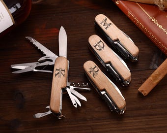 Personalized Pocket Knife: Engraved Wood Handle Groomsmen Gift