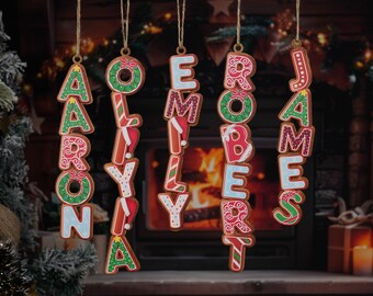 カスタム名入りクリスマスオーナメント、木製ファミリーオーナメント