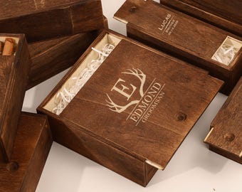 Groomsmen Proposal Box Personalized, Custom Engraved Wooden Box, Groomsman Gift Idea, Empty Best Man Box, Wedding Keepsake Gift