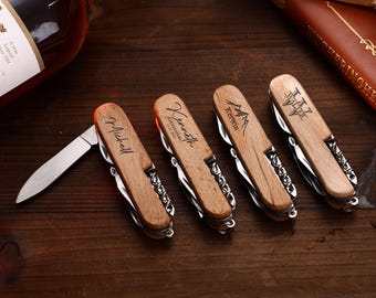 Personalized Pocket Knife: Engraved Pakkawood Handle, Groomsmen Gift