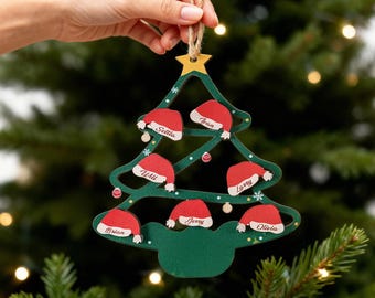 Personalisierte Familie Weihnachtsbaumschmuck, Laser graviertes Holz