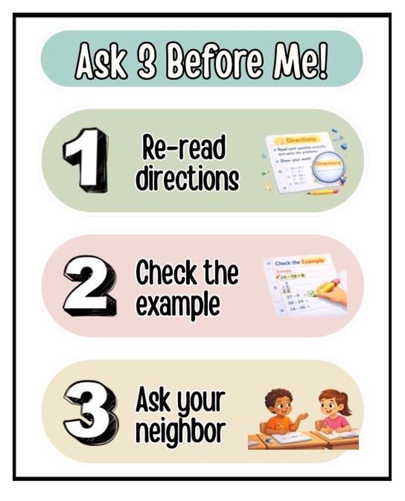 Executive Functioning Classroom Posters & Task Cards | Independent Work Routine Visuals image 4