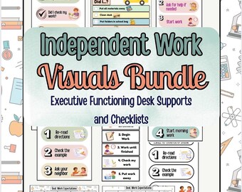 Posters et cartes à tâches pour la classe exécutive | Visuels de routine de travail indépendant