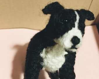 Staffy knitted wool dog