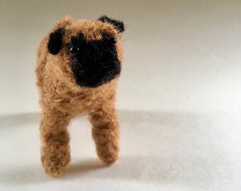 Apricot pug knitted in mohair