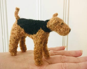 Little Welsh Terrier knitted dog (Black and Tan) made to order