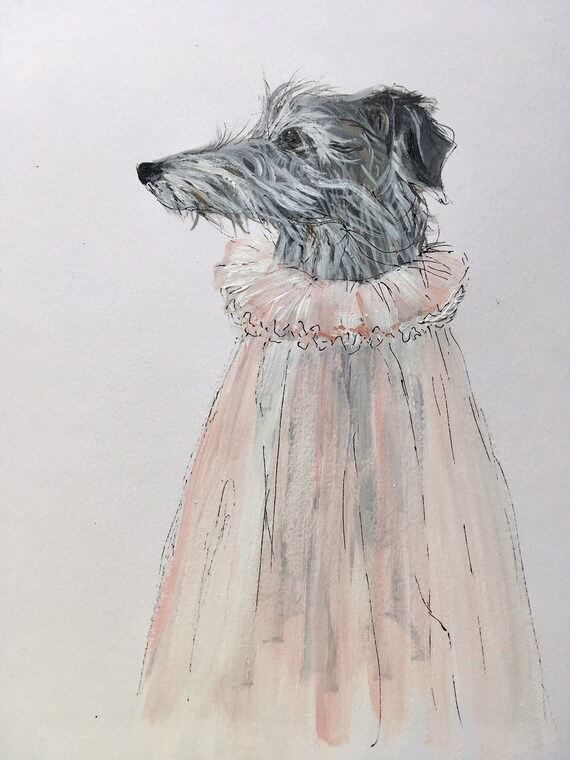 Lurcher Dog Dressed For Dinner Giclee Print Etsy