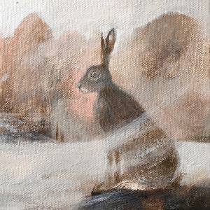 Hare in the evening light acrylic painting on canvas