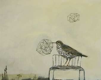 Song thrush 'Different Verses' Giclee print