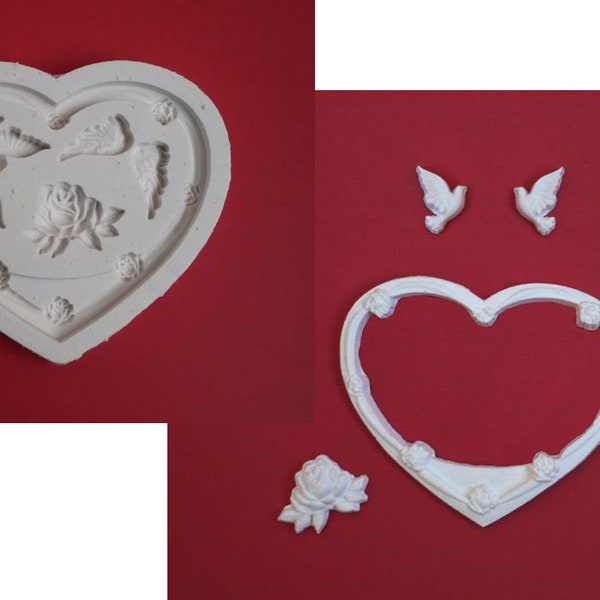 Moule en silicone Cadre coeur et formes idéal scrapbooking