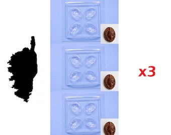 Set of 3 plastic molds for chocolate in the shape of Corsica Maure