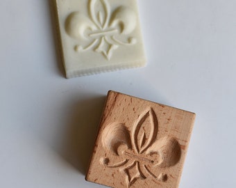 Moule Fleur de Lys en bois de hêtre pour biscuit springerle ou speculoos UNIQUE