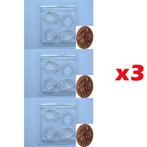 Set of 3 molds for chocolate, confectionery, soap, egg, rabbit, basket shape