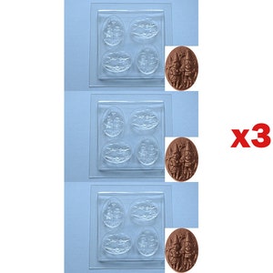 Set of 3 molds for chocolate, confectionery, soap, gnomes, garden gnomes, couple