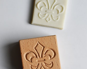 Moule Fleur de Lys (version 2) en bois de hêtre pour biscuit springerle ou speculoos UNIQUE