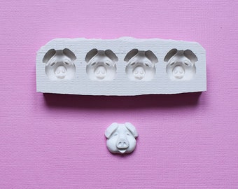 Silicone mould 4 mini heads of Pigs for creative leisure