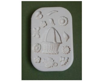 Silicone mold basket of flowers for decoration creative hobbies scrapbooking Fimo