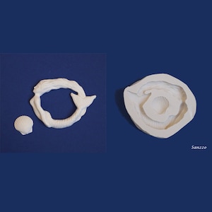 Mermaid frame and scallop shell silicone mold for creative hobbies and scrapbooking