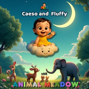 Caeso and Fluffy visit Animal Meadow | Illustrated Digital Story for Kids | Instant PDF download |Digital Bedtime Story for Toddlers