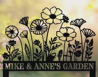 Personalized Garden Metal Stake, Custom Flower Garden Sign, Outdoor Yard Decor, Metal Garden Marker, Custom Name Garden Gift for Gardeners