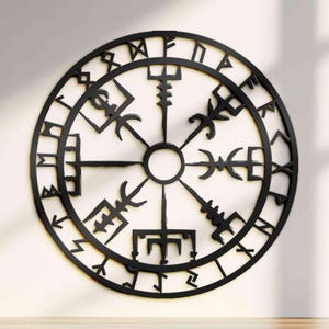 Vegvisir Vikingakompass Metallskylt - Nordisk Runeväggkonst - Nordisk Pagan Dekor - Runesymbol Väggbonad - Gåva för Vikingar Andlig