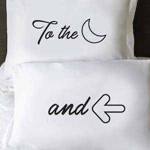 To The Moon And Back Pillow Case, Romantic Pillowcase, Couple Pillow Case, Wedding Gift, Anniversary And Valentine&#39;s Day Gift