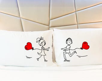 Couple Pillow cases, His and Hers Pillow Cases, Anniversary Gift, Matching Couple Pillowcases, Valentines Day Gift for Her, Unique Love Gift