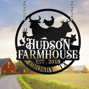 Personalized Farm Metal Sign: Custom Ranch Name, Family Barn Decor