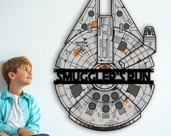 Custom Star Wars Spaceship Wall Art, Sci-Fi Starship Decor, Geek Room Decor, Game Room Sign, Gift for Him, Kids Room Decor
