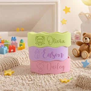 Silicone Bottle Labels - Bottle Bands - Silicone Name Labels for Daycare - Personalized Daycare Labels for Baby Bottles & Sippy Cups