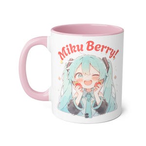 Miku Berry Accent Mug - Cute Anime Coffee Cup, Gift for Fans of kawaii style, Perfect for Birthdays, Collectibles, Drinkware