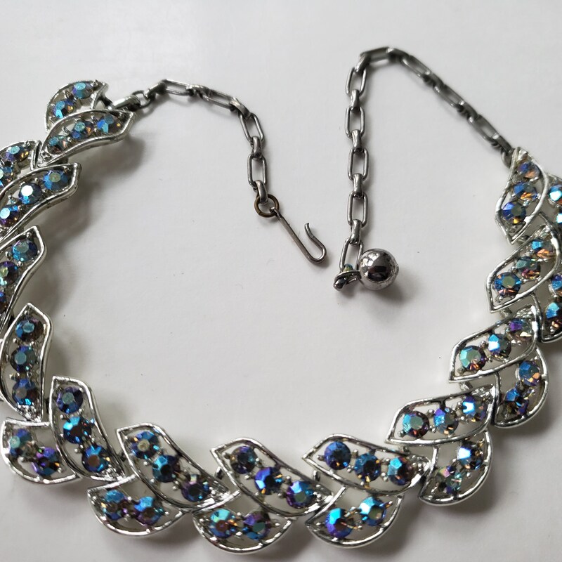 Silvertone Swarovski Crystal Necklace – Aurora Borealis Crystal Tennis Necklace By callura main image 0