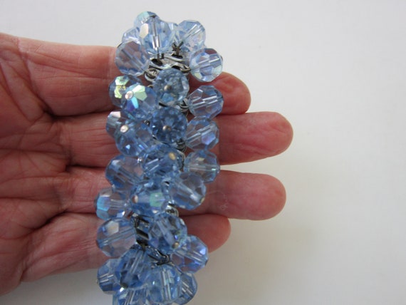 Vintage JAPAN Light Blue Crystal Glass Expansion … - image 3