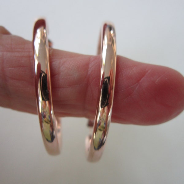 Large Rose Gold Hoop Earrings over Sterling Silver Pierced Signed LIRM Italy